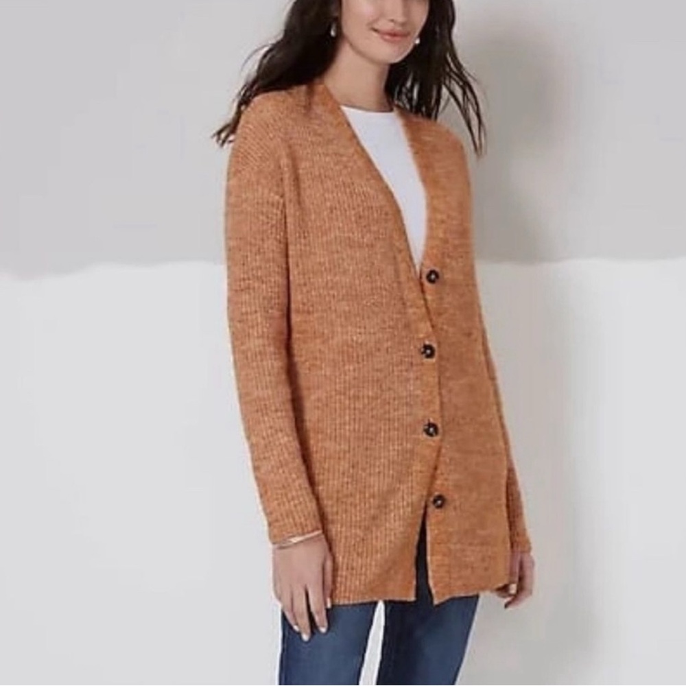 J. Jill Orange Spice Marled Button Cardigan size Small Petite